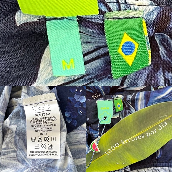 Farm Rio Mini Dress Navy Blue Floral Cotton Sleeveless Medium NWT - Picture 4 of 9